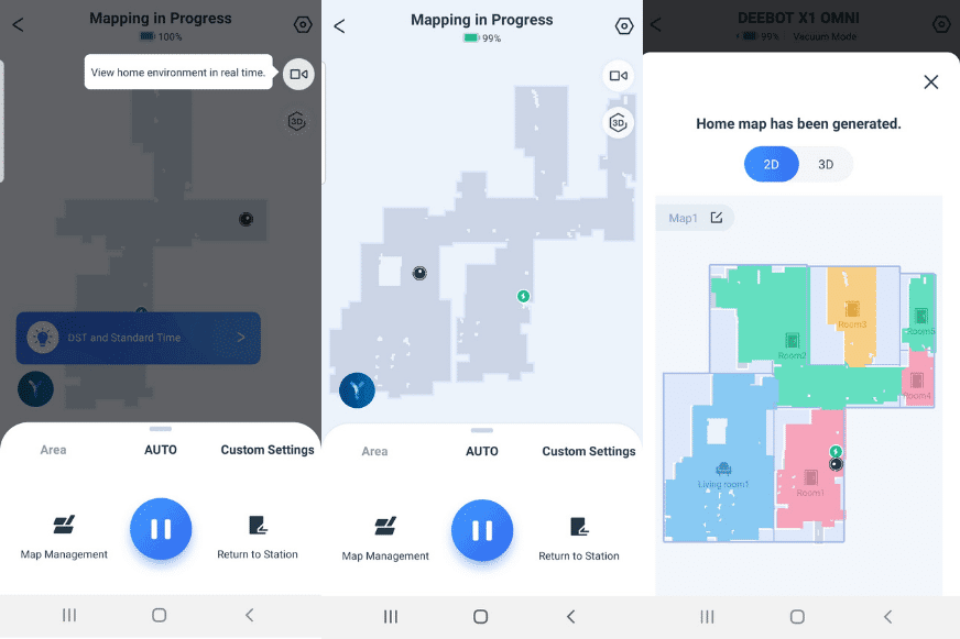Flat map is saved in the Ecovacs Home mobile app